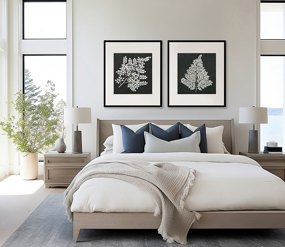 Fern Motif IX handmade textured artwork, framed – view 2
