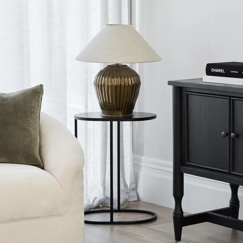 Couch Side Table Oval Black