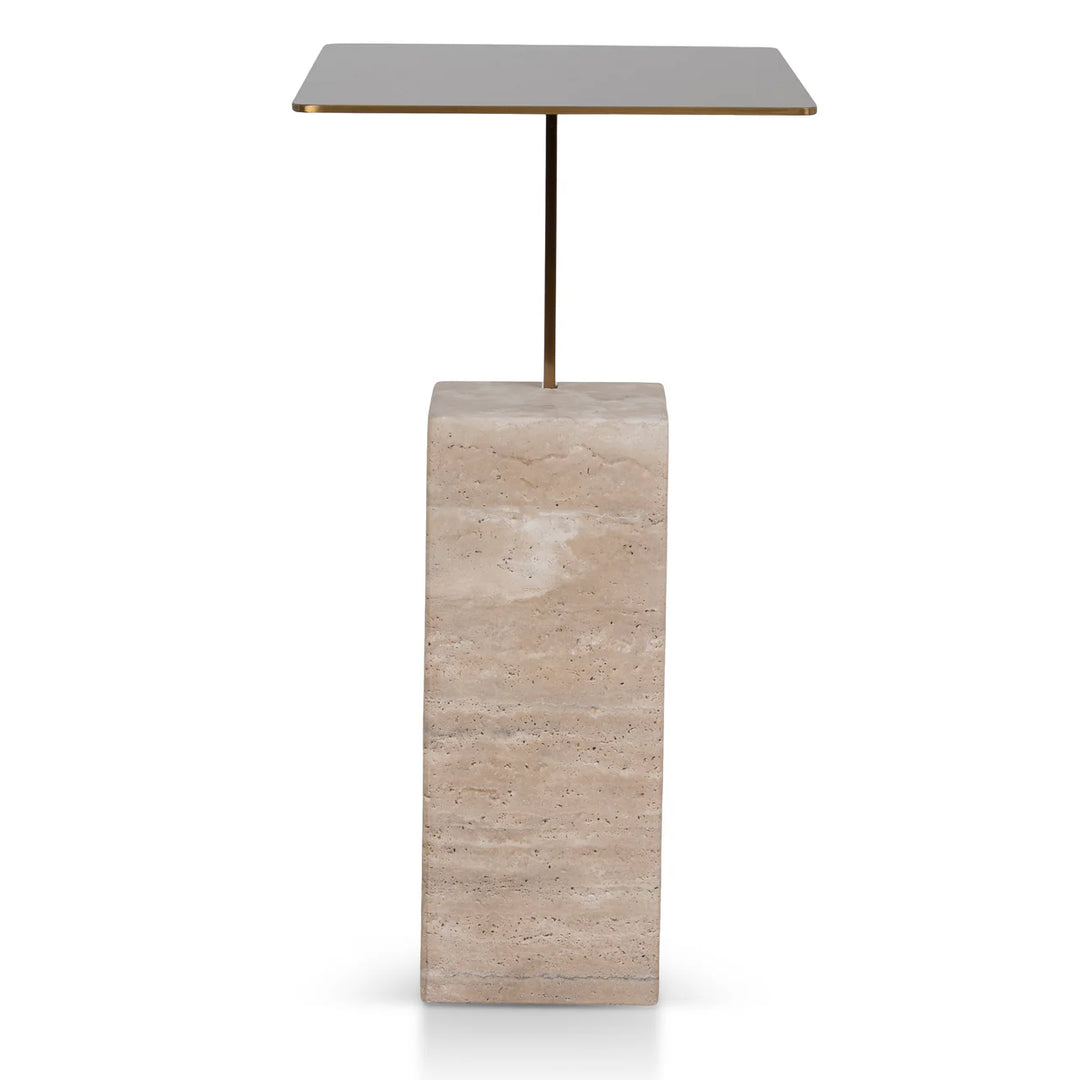Petra Travertine & Brushed Gold Side Table