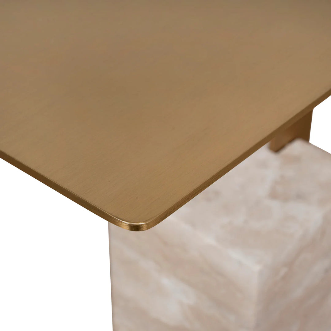 Petra Travertine & Brushed Gold Side Table