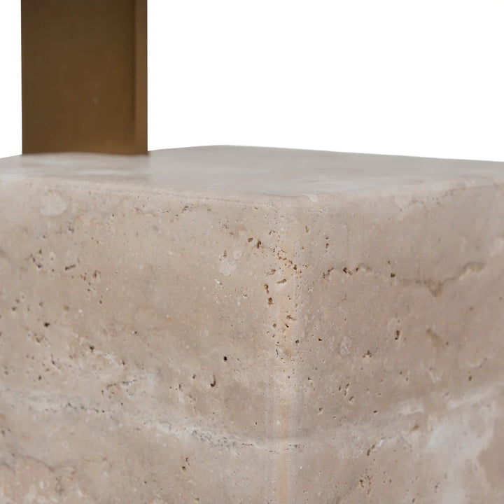 Petra Travertine & Brushed Gold Side Table