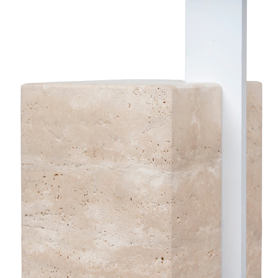 Petra Travertine & Matte White Side Table