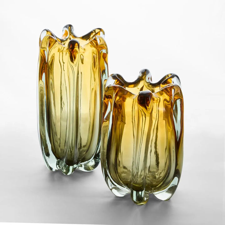 Solenne Handblown Glass Vase Amber & Green Large