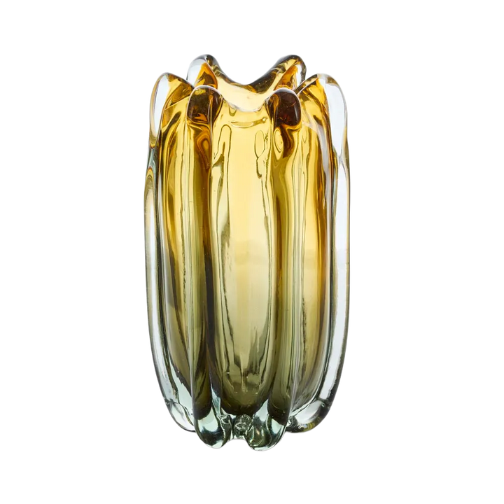 Solenne Handblown Glass Vase Amber & Green Large