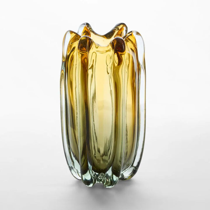Solenne Handblown Glass Vase Amber & Green Large