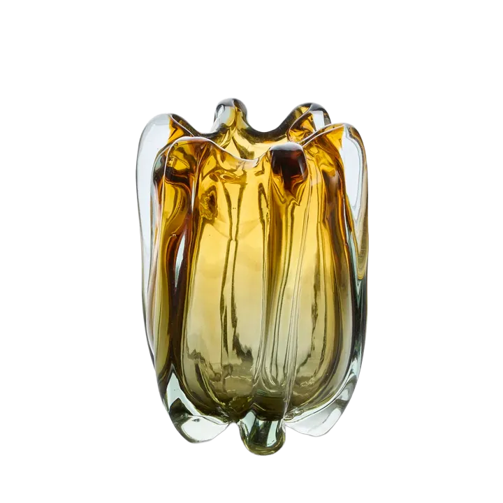 Solenne Handblown Glass Vase Amber & Green