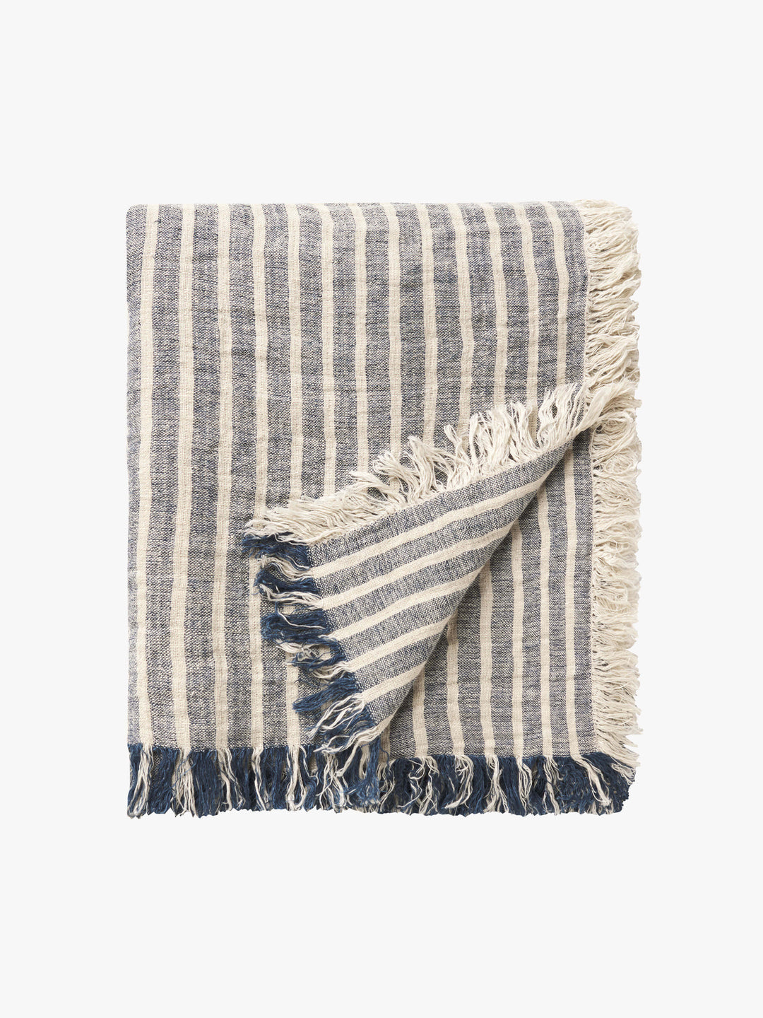 Ava Indigo Stripe Pure Linen Throw