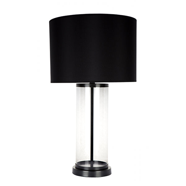 Black Glass Cylindrical Lamp