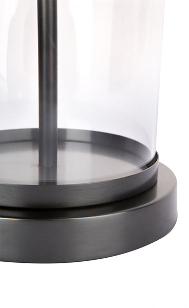 Black Glass Cylindrical Lamp
