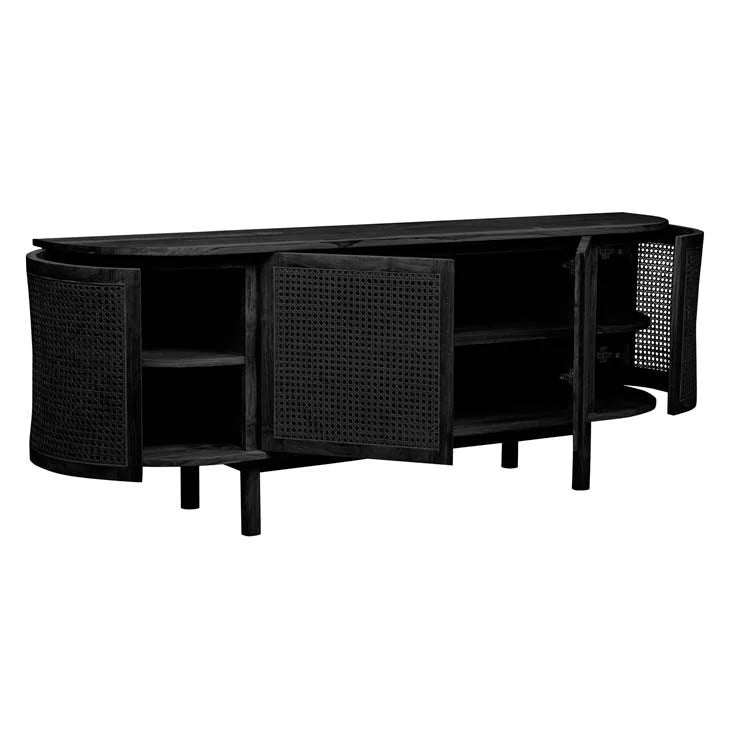 Willow Woven Black Curved Buffet