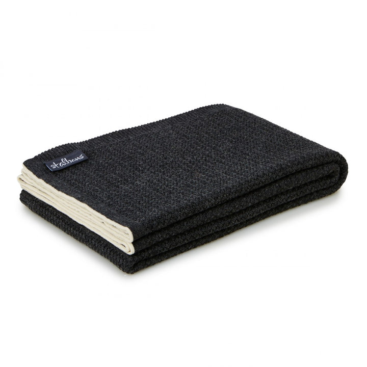 Wool Knitted Throw - Carbon