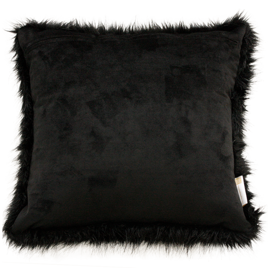 Black Fox Faux Fur Cushion