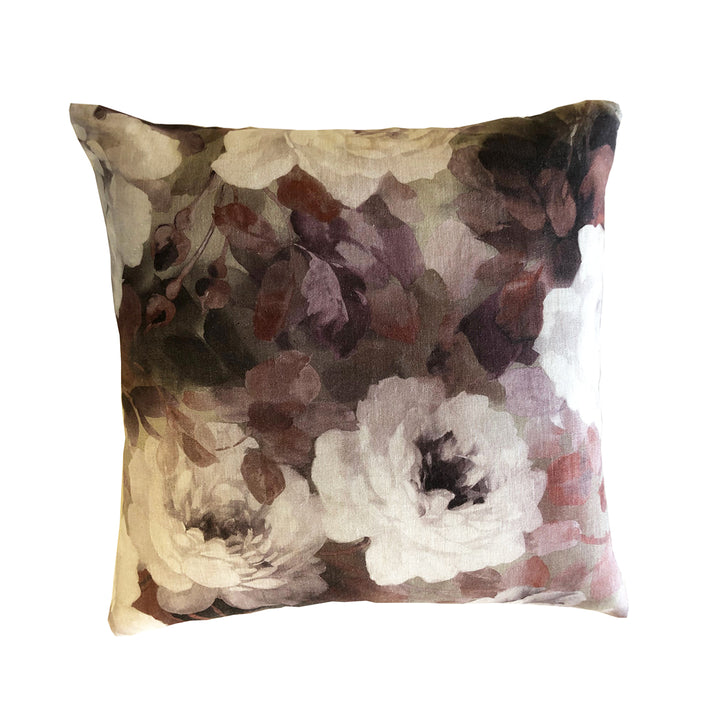 Floral Linen Garnet Cushion