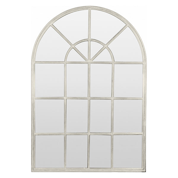 Arch Mirror with Panes Cream
