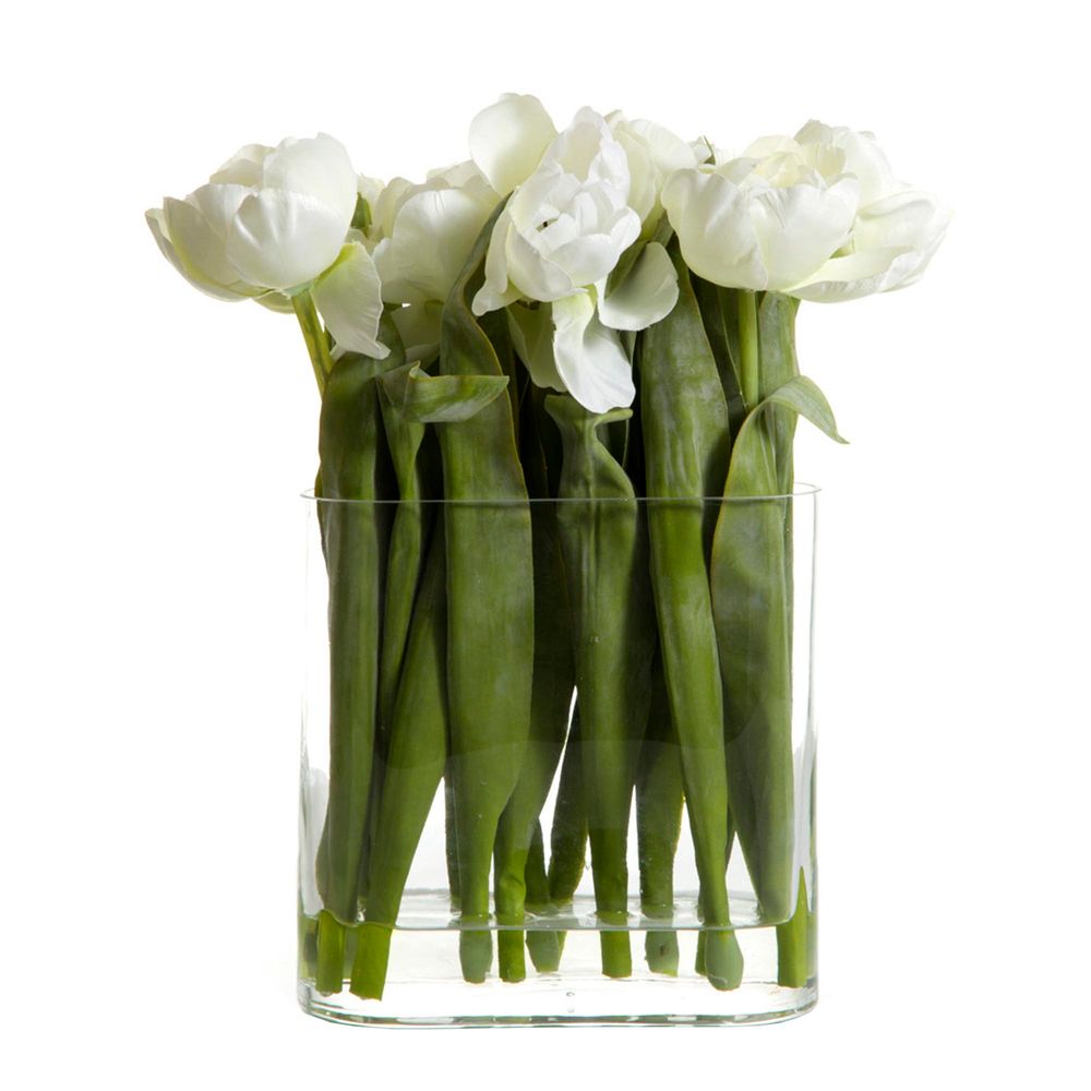 Tulip White in Oval Vase