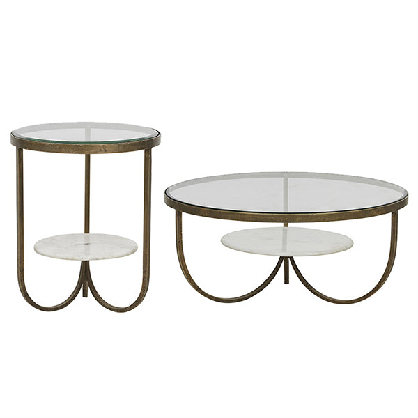 Amelie Antique Brass/Marble Side Table