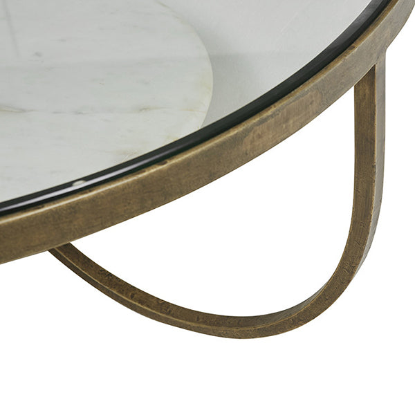Amelie Antique Brass/Marble Bedside Table