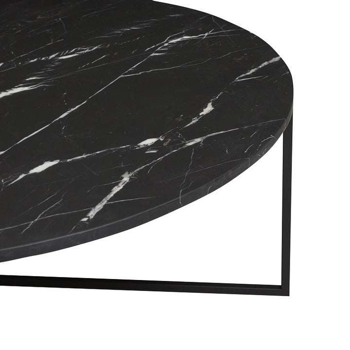 Elle Luxe Black Marble Round Coffee Table