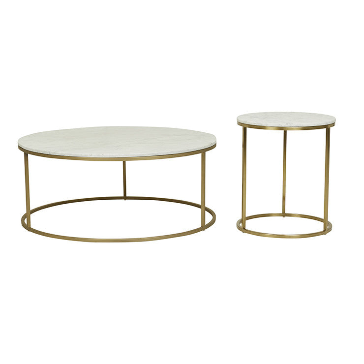 Elle Round Marble Side Table Gold
