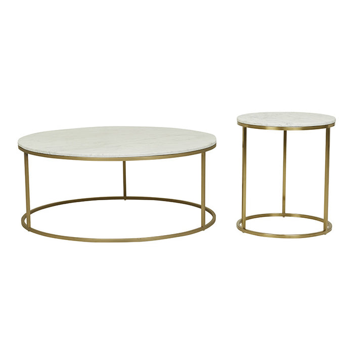 Elle Round Marble Side Table Gold