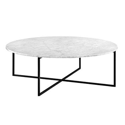 Elle Luxe Black Marble Round Side Table