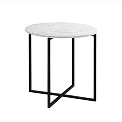 Elle Luxe Black Marble Round Side Table