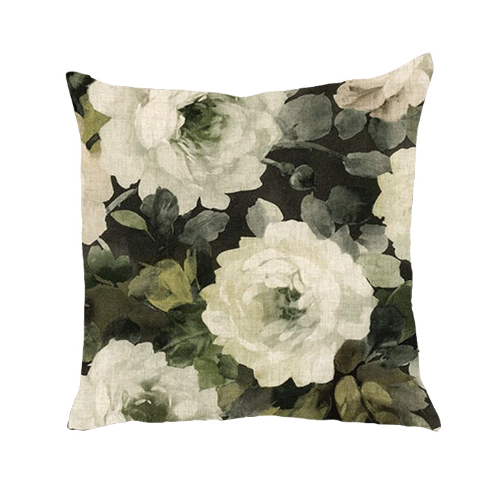 Floral Linen Emerald Cushion